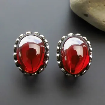 

925 Sterling silver women jewelry Natural semi-precious stones Earrings garnet girlfriend gift red corundum girlfriend gift
