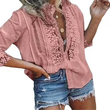 Summer Women's Lace Ruffled Blouse Top Plus Size 5XL 3/4 Sleeve Patchwork Office Lady Tops Large size Blouses 2019 Spring Shirts
Summer Women's Lace Ruffled Blouse Top Plus Size 5XL 3/4 Sleeve Patchwork Office Lady Tops Large size Blouses 2019 Spring Shirts