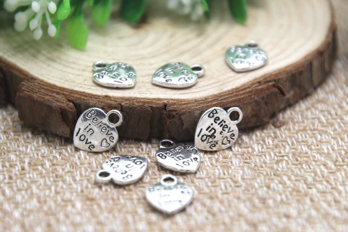 50pcs Believe in love Charms, Antique silver Believe in love heart Charm Pendants 13x10mm
50pcs Believe in love Charms, Antique silver Believe in love heart Charm Pendants 13x10mm