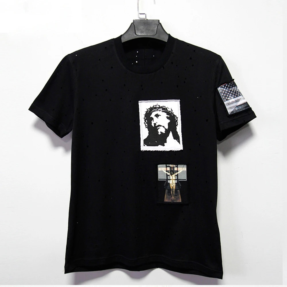 Men T-shirt Printed Jesus Graphics Cotton Tees Round Neck Short Sleeves Holes Fitting Young Uomo Tee Brand
Men T-shirt Printed Jesus Graphics Cotton Tees Round Neck Short Sleeves Holes Fitting Young Uomo Tee Brand