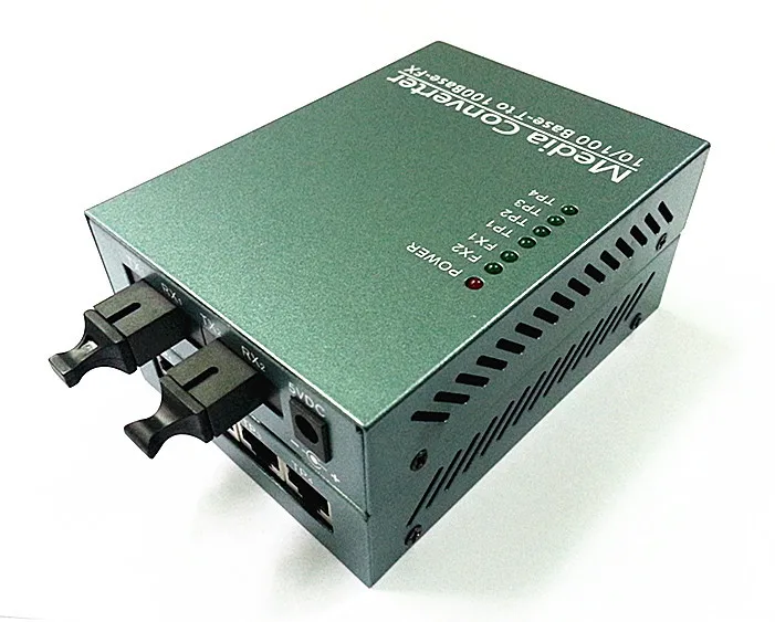 2 Fiber and 4 UTP Ports Fiber Media Converter Fiber Switch,4 RJ45+2Fiber 4 RJ45+2(1*9) port,with single mode single fiber 20km
2 Fiber and 4 UTP Ports Fiber Media Converter Fiber Switch,4 RJ45+2Fiber 4 RJ45+2(1*9) port,with single mode single fiber 20km