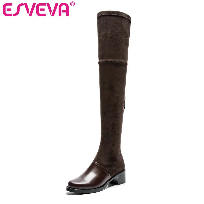 ESVEVA 2020 Over The Knee Boots Winter Women Boots Wedge Med Heel Zipper Flock Fashion Motorcycle Boots Platform Size 34-39
ESVEVA 2020 Over The Knee Boots Winter Women Boots Wedge Med Heel Zipper Flock Fashion Motorcycle Boots Platform Size 34-39
