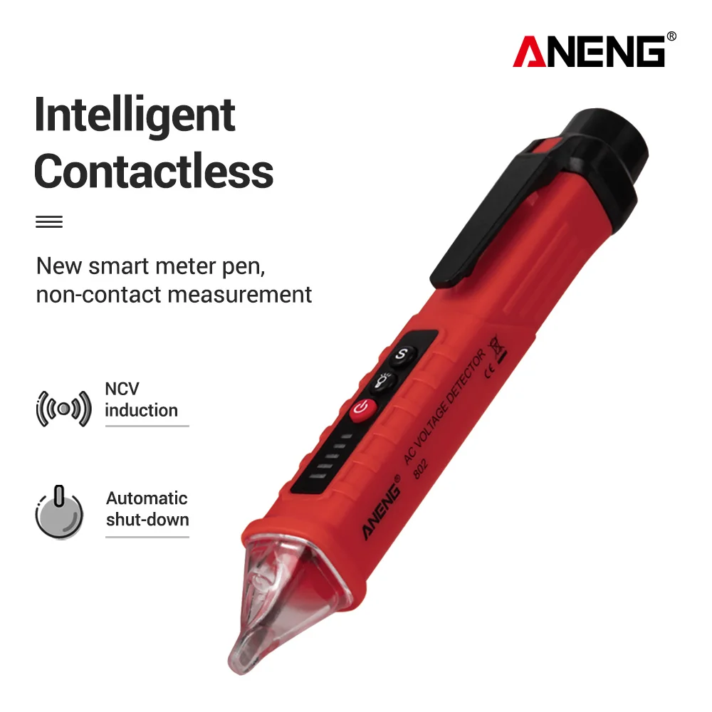 ANENG VD802 Non-contact AC Voltage Detector Tester Meter 12V-1000v Pen Style Electric Indicator LED voltage meter vape pen
ANENG VD802 Non-contact AC Voltage Detector Tester Meter 12V-1000v Pen Style Electric Indicator LED voltage meter vape pen