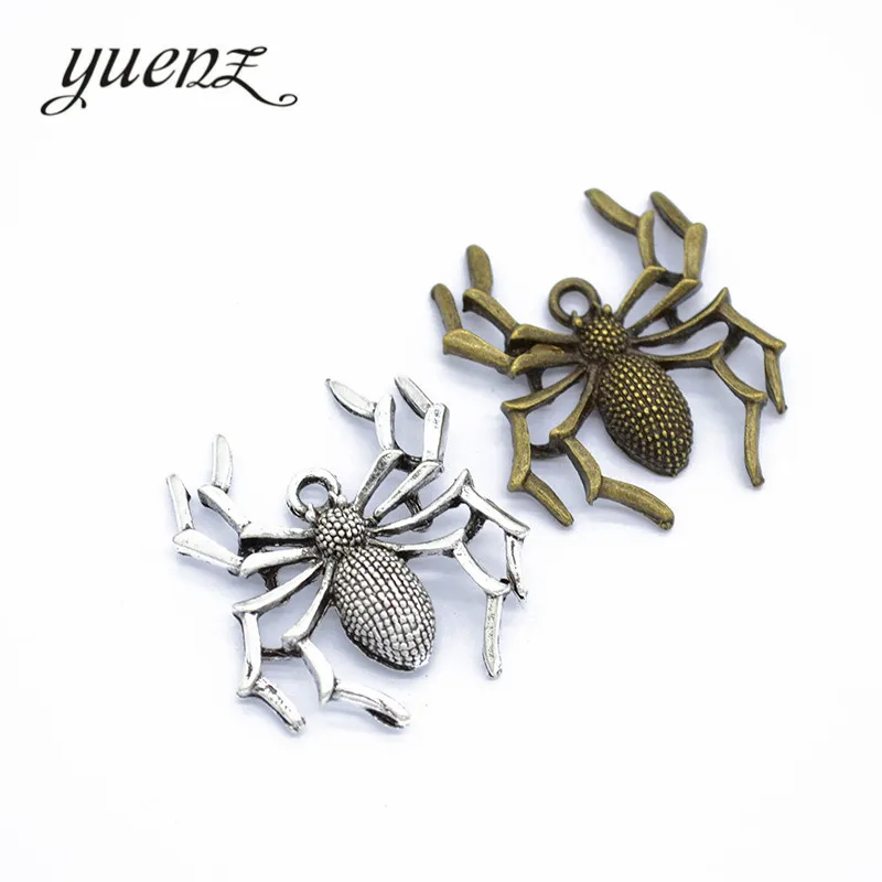YuenZ 4pcs 2 color Antique bronze spider Charm fit for Bracelets Necklace Pendant DIY Metal Jewelry 35*30.5mm D268 | Украшения и