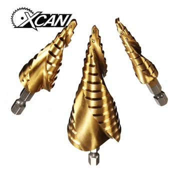 Xcan 3/pcs 4-12/20/32mm HSS Spiral Grooved center drill bit solid Step Cone Drill Bit