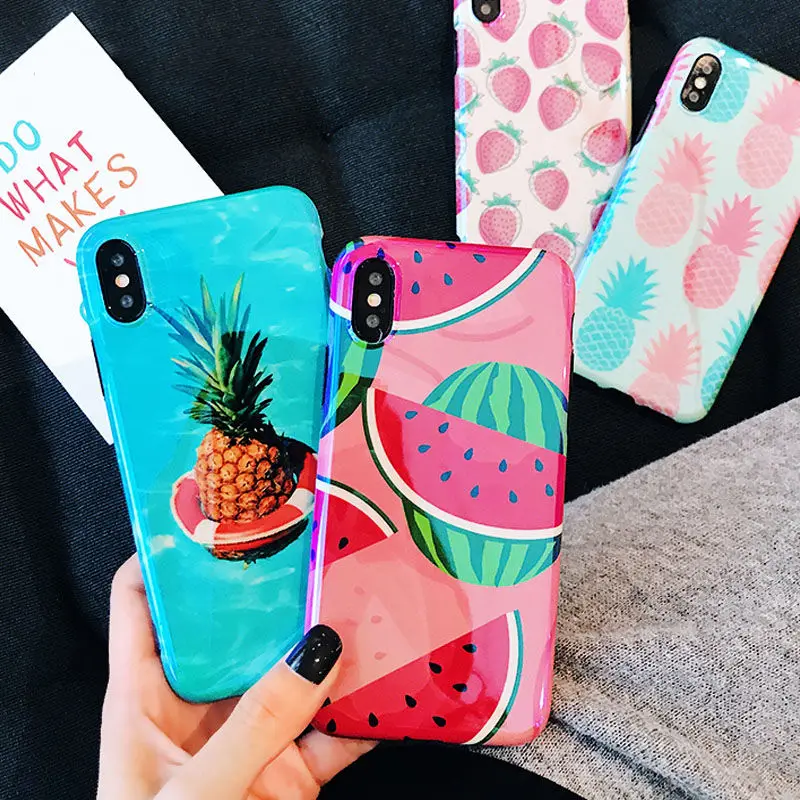 Blu-Ray Summer Fresh Fruit Pineapple Watermelon Phone Case For iPhone X 6 6S 7 8 Plus Cute Glossy Strawberry Soft IMD Back Cover
Blu-Ray Summer Fresh Fruit Pineapple Watermelon Phone Case For iPhone X 6 6S 7 8 Plus Cute Glossy Strawberry Soft IMD Back Cover