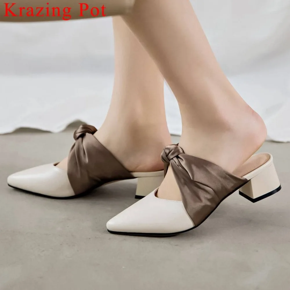 Krazing Pot new arrival natural leather chunky heels slip on mules butterfly-knot pointed toe Spring brand Mary Janes shoes L35
Krazing Pot new arrival natural leather chunky heels slip on mules butterfly-knot pointed toe Spring brand Mary Janes shoes L35