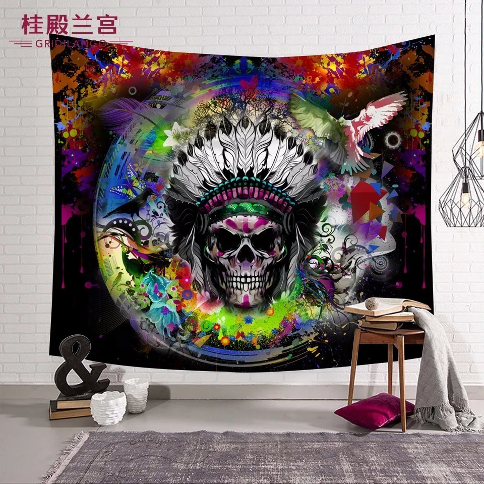 Customized India Skull Tapestry Wall Hanging Colorful Skull Feather Carpet Printed on Bed Sheet Table Cloth Yoga Mat Home Decor
Customized India Skull Tapestry Wall Hanging Colorful Skull Feather Carpet Printed on Bed Sheet Table Cloth Yoga Mat Home Decor