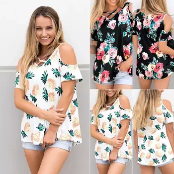 Women Ladies Summer Top Blouse Cold Shoulder Floral Printed Loose Short Sleeves Blouse Tops
Women Ladies Summer Top Blouse Cold Shoulder Floral Printed Loose Short Sleeves Blouse Tops