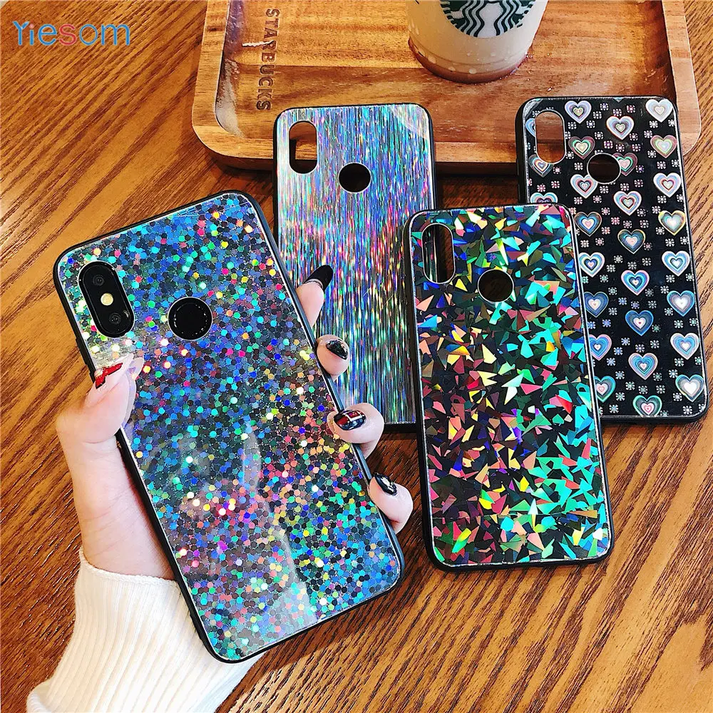 Аврора лазерный mi rror чехол для Xiaomi A2 Lite 8 SE красный Примечание 5 Pro Мягкий