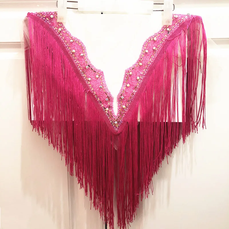 hot sale Hot pink polyester fringe new wedding embroidered crystal rhinestone collar necklace with tassels appliques
hot sale Hot pink polyester fringe new wedding embroidered crystal rhinestone collar necklace with tassels appliques