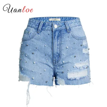Streetwear Jeans High Waist Denim Shorts Peals Beaded Ripped Jeans Shorts Womens Casual Summer Shorts Femme Plus Size Short 2019 
Streetwear Jeans High Waist Denim Shorts Peals Beaded Ripped Jeans Shorts Womens Casual Summer Shorts Femme Plus Size Short 2019