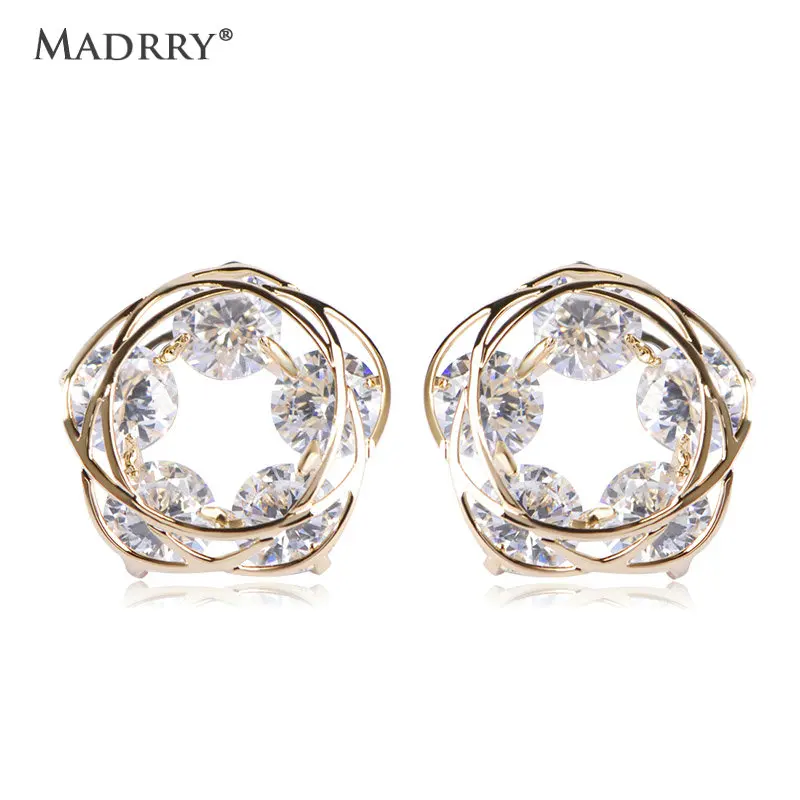 Madrry Shiny Austrian Crystal Round Stud Earrings For Women Gold-color Zirconia Pendientes Ear Piercing Party Decoration Jewelry
Madrry Shiny Austrian Crystal Round Stud Earrings For Women Gold-color Zirconia Pendientes Ear Piercing Party Decoration Jewelry