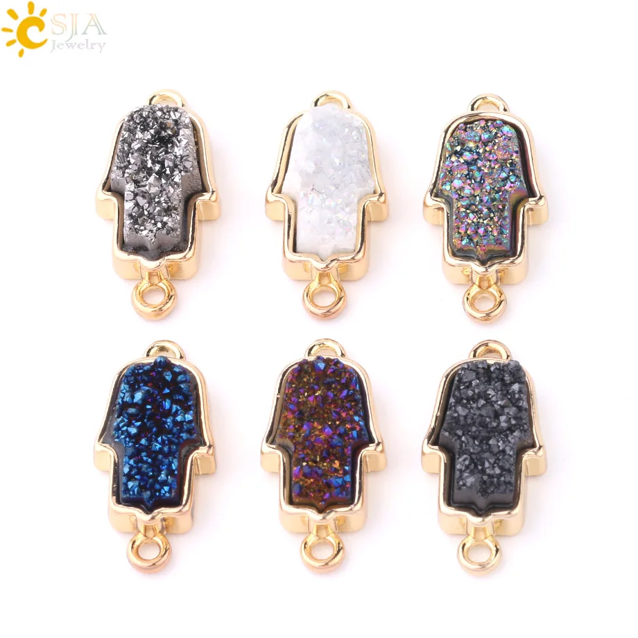 CSJA Druzy Beads Charms for Earring Bracelet Diy Making Jewish Fatima Hamsa Hand Connectors Gold Color Jewelry Accessories F651
CSJA Druzy Beads Charms for Earring Bracelet Diy Making Jewish Fatima Hamsa Hand Connectors Gold Color Jewelry Accessories F651
