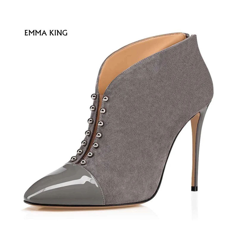 Red/Grey Pointy Toe Studs Stiletto Heel Ankle Booties Plus Size Botas Mujer Cocktail & Party Shoes Woman Booties Free Shipping
Red/Grey Pointy Toe Studs Stiletto Heel Ankle Booties Plus Size Botas Mujer Cocktail & Party Shoes Woman Booties Free Shipping