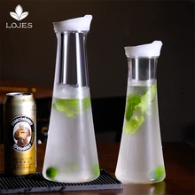 Jarra de agua de plástico jarra de agua transparente para jugo de café té helado vino bebida dispensador tetera con tapa(China)