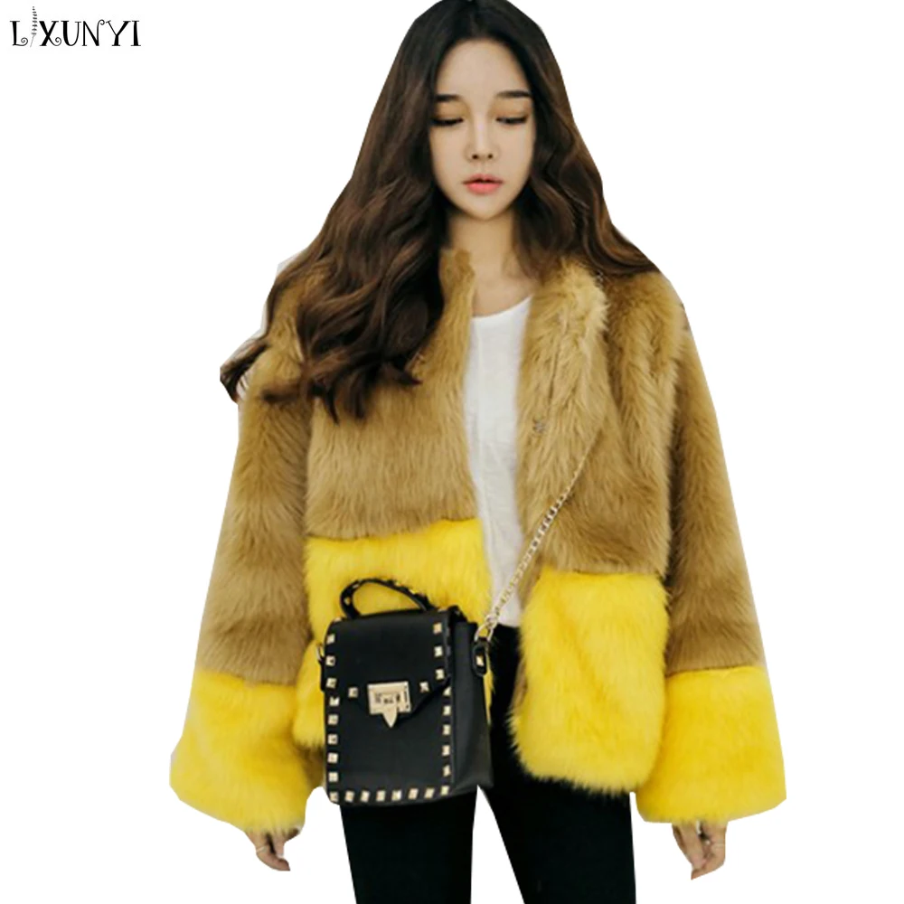 LXUNYI Women Winter Artificial Fur Coat Fashion Patchwork O Neck Long Sleeve Faux Fur Jacket and Coats Female Warm Outwear
LXUNYI Women Winter Artificial Fur Coat Fashion Patchwork O Neck Long Sleeve Faux Fur Jacket and Coats Female Warm Outwear