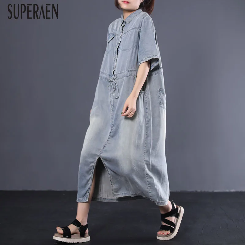 SuperAen Summer 2019 New Women Denim Dress Loose Pluz Size Ladies Dress Europe Short Sleeve Fashion Casual Women Clothing
SuperAen Summer 2019 New Women Denim Dress Loose Pluz Size Ladies Dress Europe Short Sleeve Fashion Casual Women Clothing