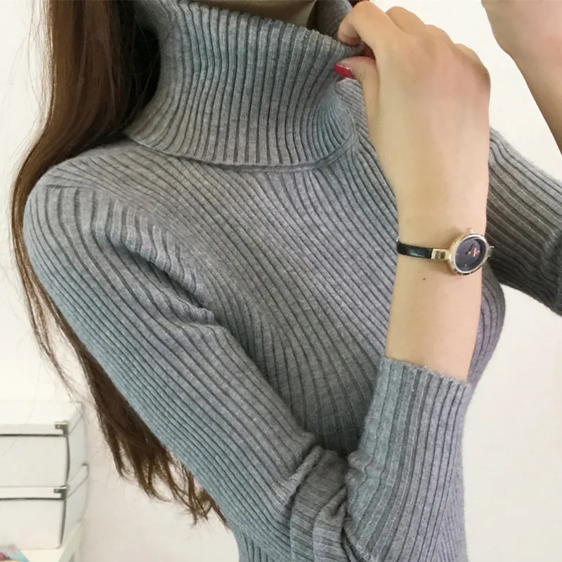 Women Turtleneck Pullovers Sweater Female Knitted Slim Pullover Tops Ladies All-match Basic Thin Warm Long Sleeve Shirt Clothing | Женская
