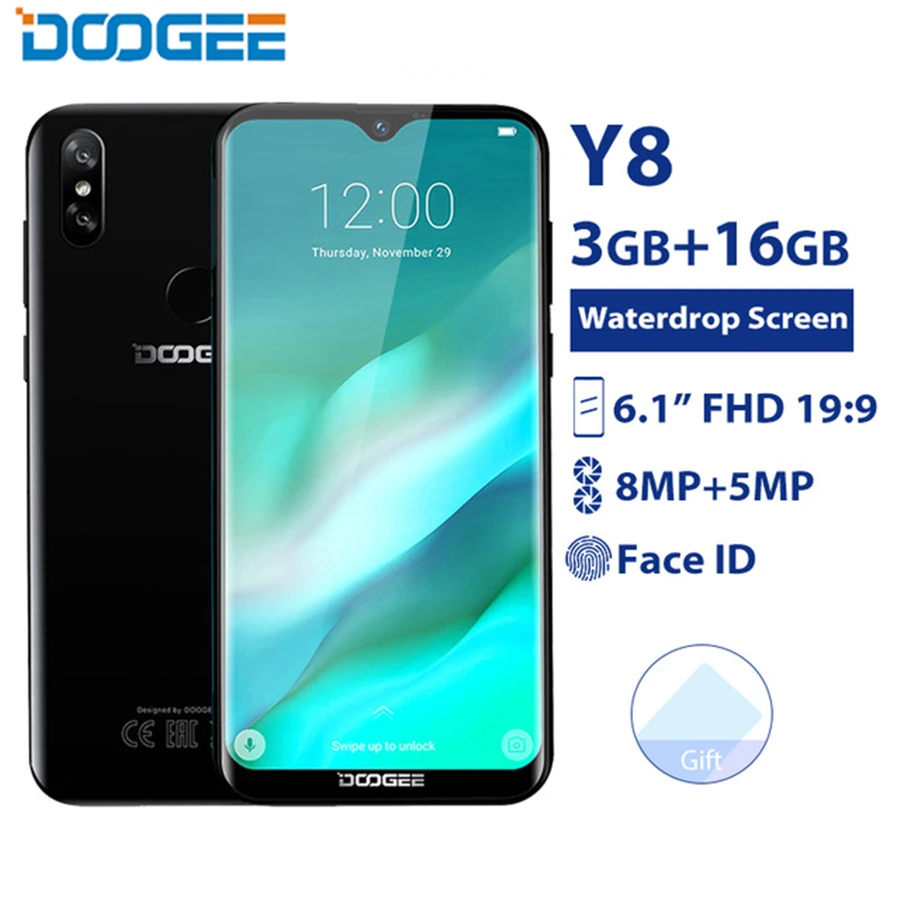 Original DOOGEE Y8 6.1inch 19:9 Screen Smart phone MTK6739 3GB 16GB Android 9.0 8MP 3400mAh Fingerprint ID 4G LTE Cellphone
Original DOOGEE Y8 6.1inch 19:9 Screen Smart phone MTK6739 3GB 16GB Android 9.0 8MP 3400mAh Fingerprint ID 4G LTE Cellphone