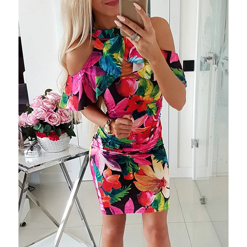 Women Sexy Halter Off Shoulder Printed Floral Bodycon Summer Dress Office Ladies Ruffles Casual Holiday Streetwear Dress SJ3212M
Women Sexy Halter Off Shoulder Printed Floral Bodycon Summer Dress Office Ladies Ruffles Casual Holiday Streetwear Dress SJ3212M