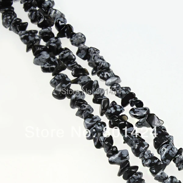 2string 74-742 Genuine Natural Snowflake Obsidian Stone Chips Round Loose Spacer Beads 32" /string | Украшения и аксессуары