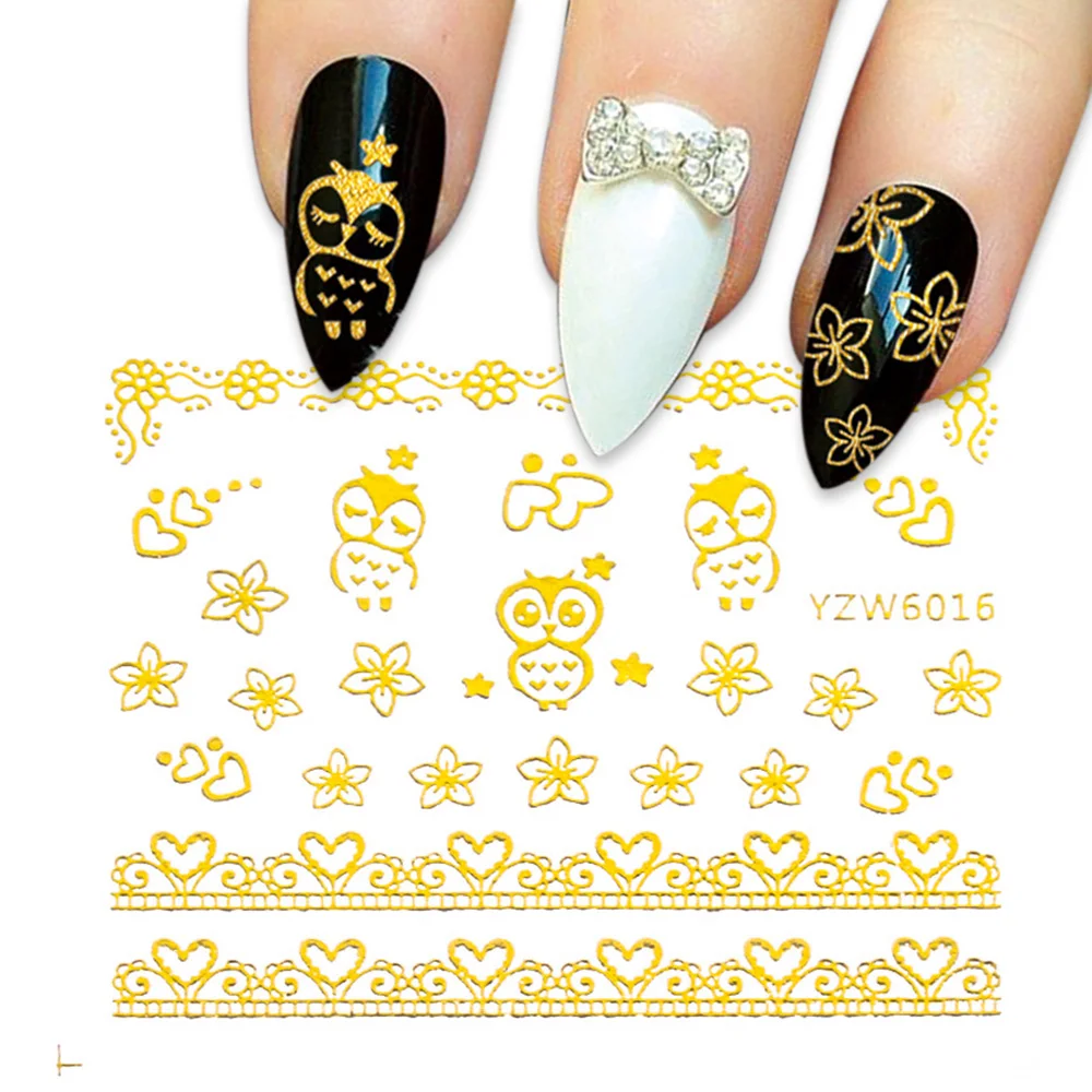 New 1Pack DIY Art Tips Decals Metallic Gold Lace Flowers Snow owl Panda Butterfly Floral Gel Polish Beauty 3D Nail Art Stickers
New 1Pack DIY Art Tips Decals Metallic Gold Lace Flowers Snow owl Panda Butterfly Floral Gel Polish Beauty 3D Nail Art Stickers