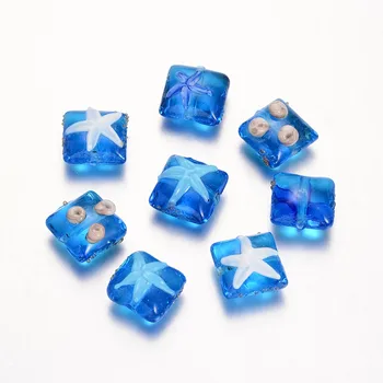 12pcs/box Mix Pattern of Random Translucent DodgerBlue Square Handmade Lampwork Bead for DIY Jewelry 15~16x15~16x10mm Hole: 2mm 
12pcs/box Mix Pattern of Random Translucent DodgerBlue Square Handmade Lampwork Bead for DIY Jewelry 15~16x15~16x10mm Hole: 2mm