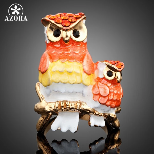 AZORA Gold Color Stellux Austrian Crystal Big Owl and Small Owls Connected Ring TR0014
AZORA Gold Color Stellux Austrian Crystal Big Owl and Small Owls Connected Ring TR0014