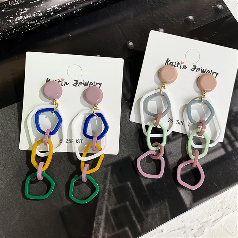 FYUAN Korea Long Acrylic Drop Earrings for Women Colorful Link Circle Geometric Dangle Earrings Party Fashion Jewelry
FYUAN Korea Long Acrylic Drop Earrings for Women Colorful Link Circle Geometric Dangle Earrings Party Fashion Jewelry