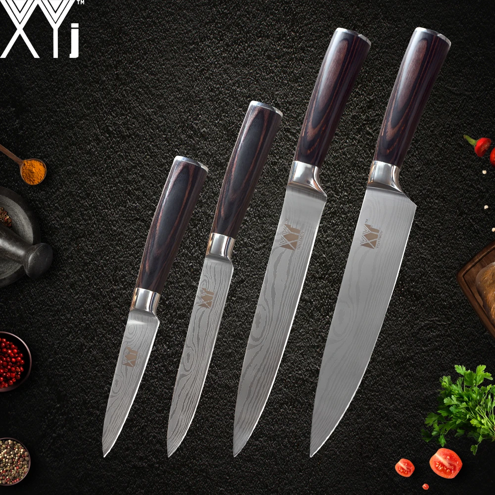XYj Stainless Steel Kitchen Cooking Knife 4 Pcs Set Accessories Tools Damascus Pattern Chef Slicing Santoku Utility CooK Knife
XYj Stainless Steel Kitchen Cooking Knife 4 Pcs Set Accessories Tools Damascus Pattern Chef Slicing Santoku Utility CooK Knife