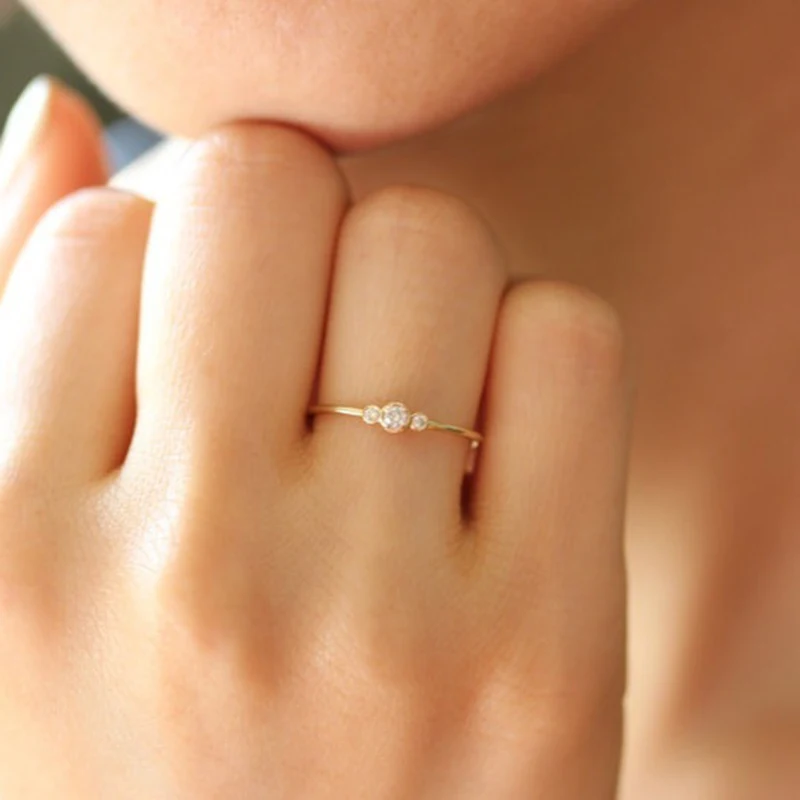 Delicate Three Crystals Rings For Women Simple Bridal Rings Wedding Jewelry Dainty Female Finger Ring Gold Silver Color Jewelry
Delicate Three Crystals Rings For Women Simple Bridal Rings Wedding Jewelry Dainty Female Finger Ring Gold Silver Color Jewelry