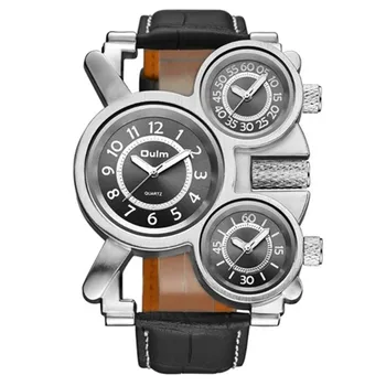 Fashion Designer Brand OULM Original Leather Strap 3 Time Zone Watches Men Japan movt Casual Quartz Watch Reloj Hombre Grande 
Fashion Designer Brand OULM Original Leather Strap 3 Time Zone Watches Men Japan movt Casual Quartz Watch Reloj Hombre Grande