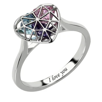 Wholesale Silver Heart Cage Ring With Birthstones Engraved Mother's Ring Love Promise Ring Gift for Mother
Wholesale Silver Heart Cage Ring With Birthstones Engraved Mother's Ring Love Promise Ring Gift for Mother