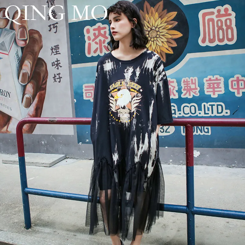 QING MO Women Black Plangi Dress 2019 Summer Women Animal Print Dress Women Mesh Patchwork Dress Oversize ZQY653
QING MO Women Black Plangi Dress 2019 Summer Women Animal Print Dress Women Mesh Patchwork Dress Oversize ZQY653