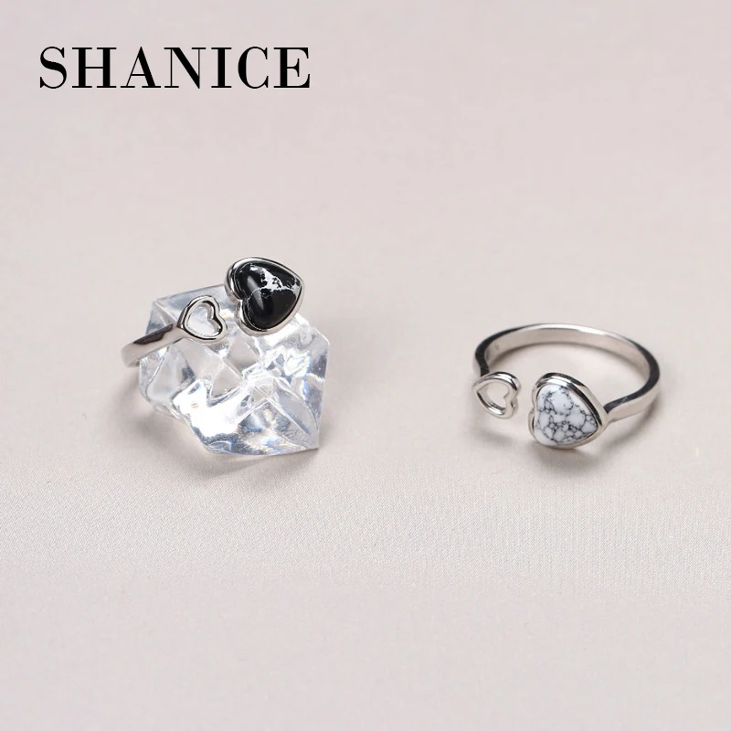 SHANICE 925 Sterling Silver Retro Black & White Stone Mable Heart Adujustable Ring Opening Lady Vintage Fashion Silver Jewelry
SHANICE 925 Sterling Silver Retro Black & White Stone Mable Heart Adujustable Ring Opening Lady Vintage Fashion Silver Jewelry