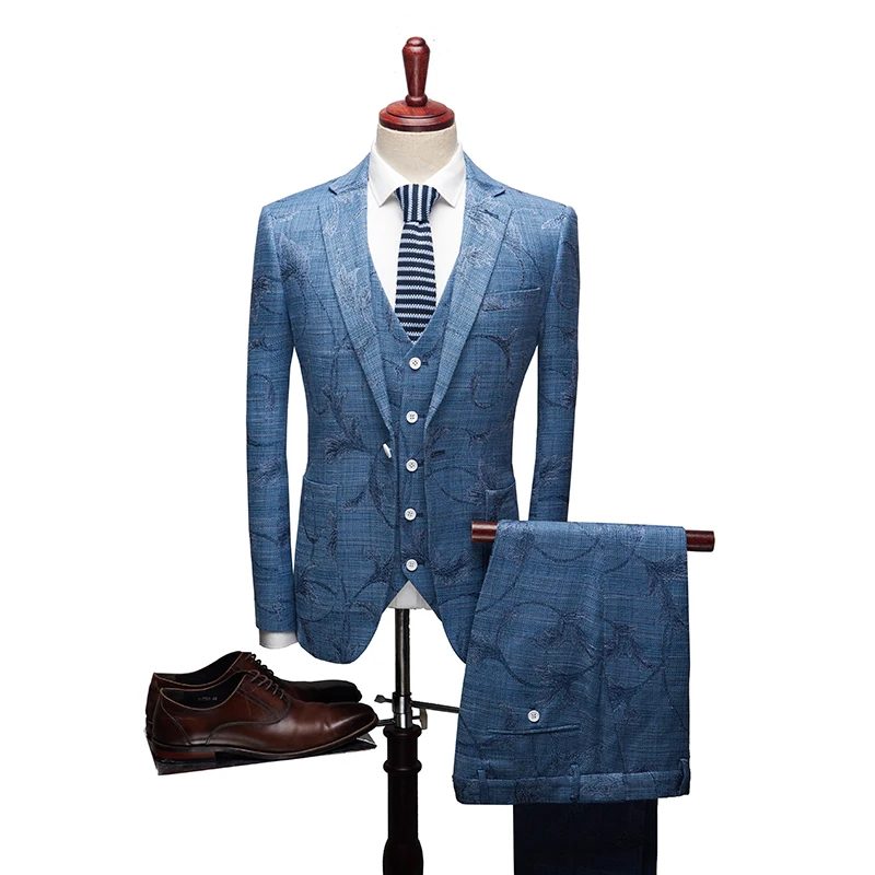 2020 Fashion High quality Mens Wedding suits Jacket Pants Formal Suits 3 Pieces Groom Tuxedos Prom Slim Fit Print | Мужская одежда