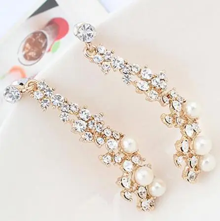 New 1Pair Fashion Summer Style Dangle Earrings Crystal Pearls Gold Filled Long Drop Earrings For Women Evening Fine Jewelery
New 1Pair Fashion Summer Style Dangle Earrings Crystal Pearls Gold Filled Long Drop Earrings For Women Evening Fine Jewelery