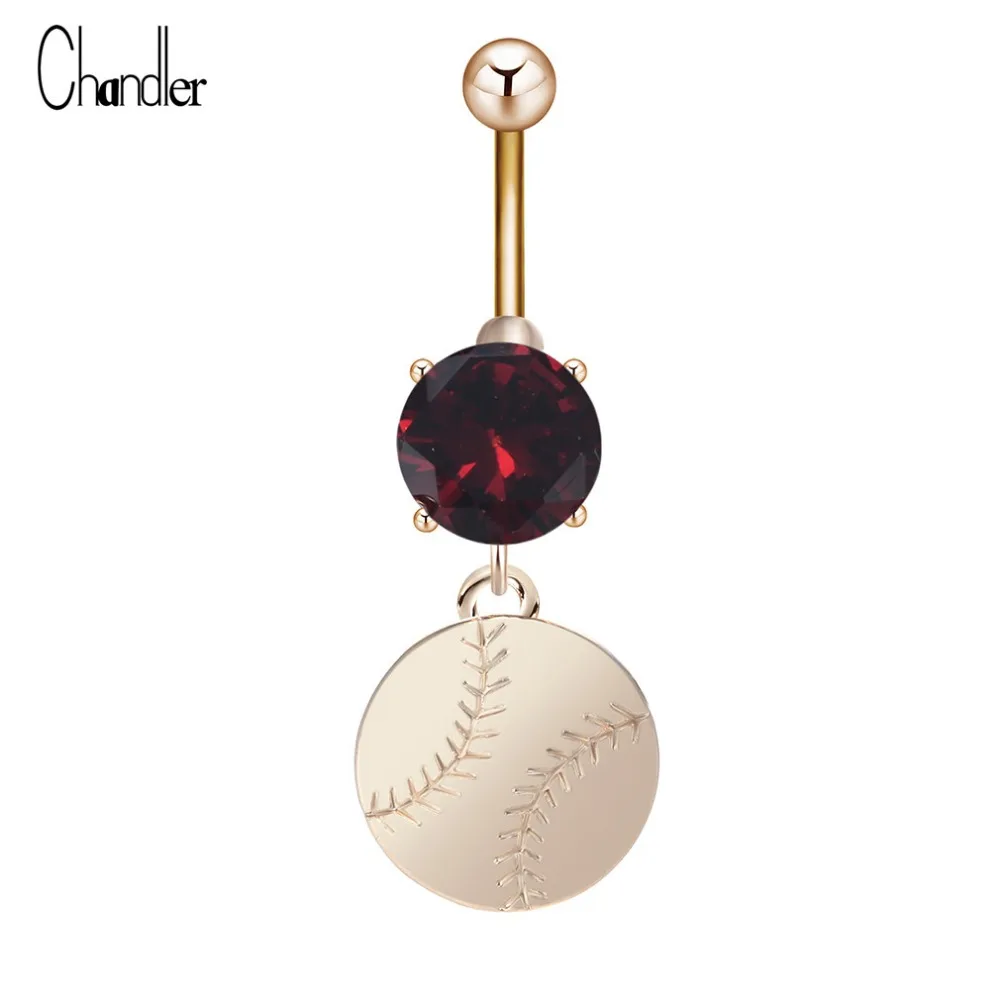 Plated Round Pillow Carved Red Rhinestone Navel Belly Button Ring 316L Surgical Steel Piercing Sexy Body Bijoux For Girls | Украшения и