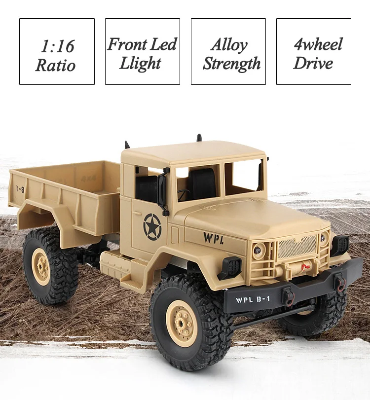 5 High Speed four-wheel Drive Remote Control Car Toy Off-road Vehicle Climbing Car 2.4G Radio Remote Control Military Truck RC B14