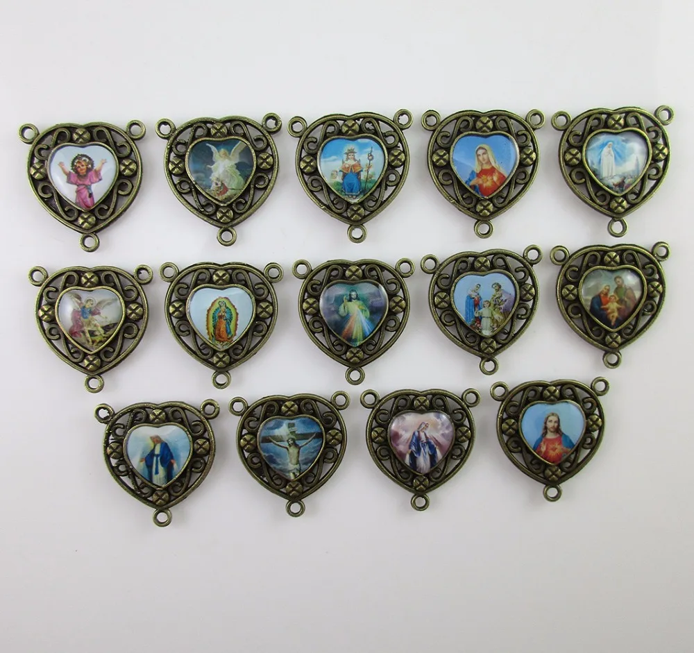 100pcs of Assorted Bronze Double Sided Heart Shaped Holy Family Divine Mercy Guadalupe Catholic Rosary Centerpieces
100pcs of Assorted Bronze Double Sided Heart Shaped Holy Family Divine Mercy Guadalupe Catholic Rosary Centerpieces
