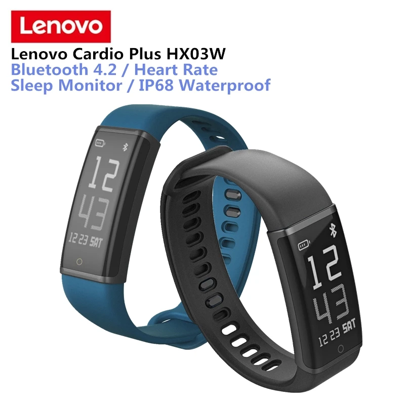 

Lenovo Cardio Plus HX03W Smart Band Bracelet Bluetooth OLED Screen IP68 Waterproof Heart Rate Sleep Monitor Pedometer Smartband