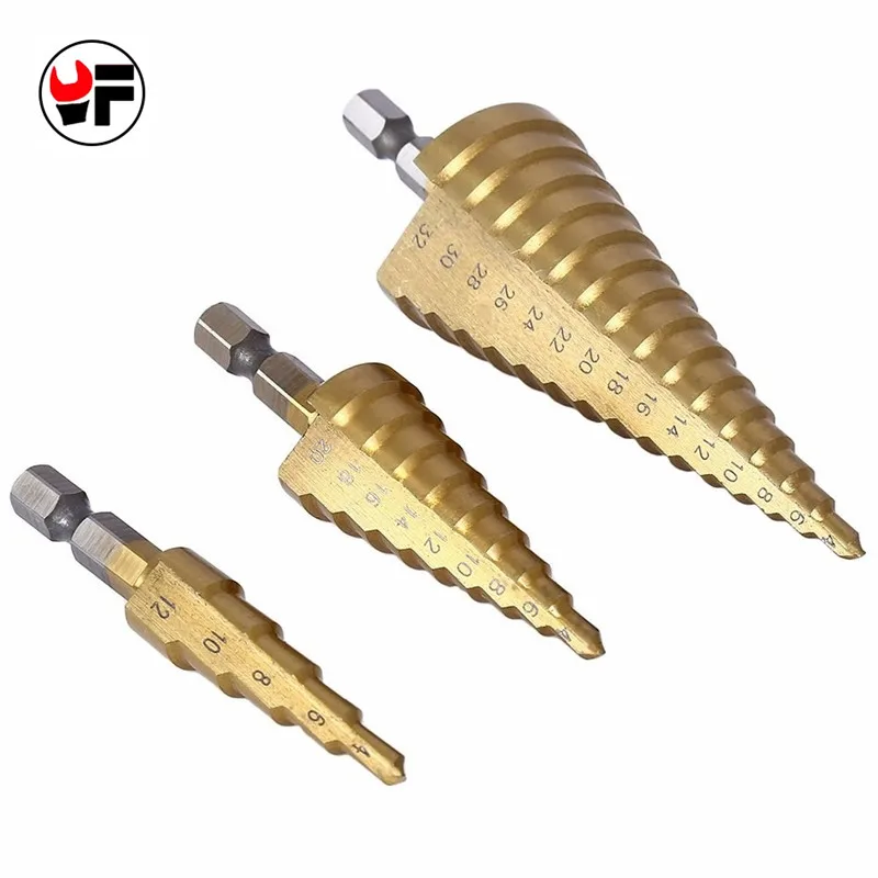 3Pcs/lot Professional HSS Steel Large Step Cone Hex Shank Coated Metal Drill Bit Cut Tool Set Hole Cutter 4-12/20/32mm Wholesale
3Pcs/lot Professional HSS Steel Large Step Cone Hex Shank Coated Metal Drill Bit Cut Tool Set Hole Cutter 4-12/20/32mm Wholesale