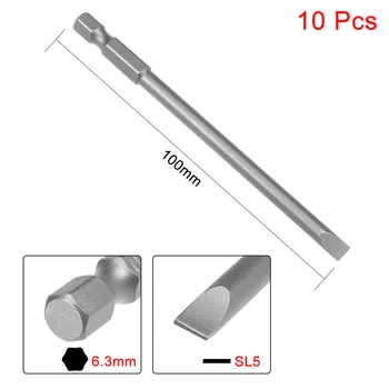uxcell 10 Pcs 5mm Slotted Tip Magnetic Flat Head Screwdriver Bits, 1/4 Inch Hex Shank 4-inch Length S2 Power Tool
uxcell 10 Pcs 5mm Slotted Tip Magnetic Flat Head Screwdriver Bits, 1/4 Inch Hex Shank 4-inch Length S2 Power Tool