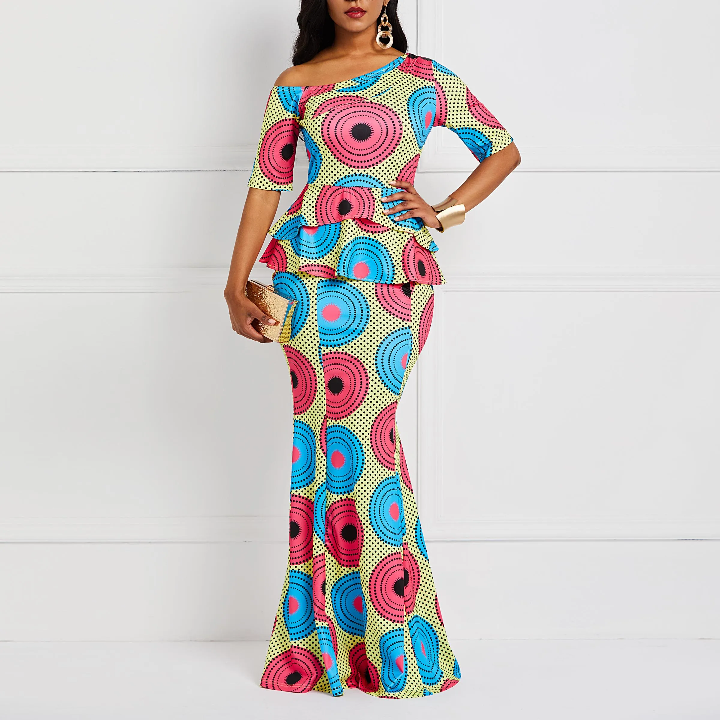 Clocolor Sexy Party Long Dress Casual Elegant Women Plus Size African Ladies Mermaid Ruffles Polka Dots Print Maxi Dress Summer
Clocolor Sexy Party Long Dress Casual Elegant Women Plus Size African Ladies Mermaid Ruffles Polka Dots Print Maxi Dress Summer