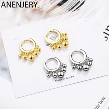 Anenjery Ins Einfache Perlen Quaste Hoop Ohrringe Für Frauen 925 Sterling Silber Ohrringe ohrringe 2019 Neue Trendy S-E895(China)