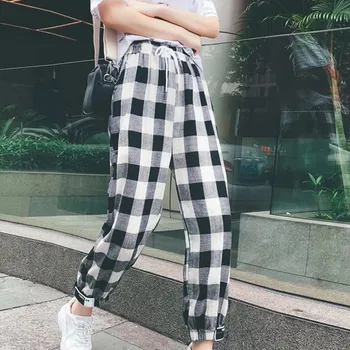 Fashion Black White Plaid Harem Pants Women Autumn Casual Pants Clothes Loose Drawstring Pants Clothing
Fashion Black White Plaid Harem Pants Women Autumn Casual Pants Clothes Loose Drawstring Pants Clothing