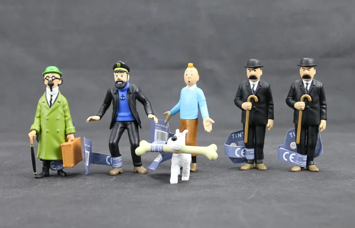 FIGURINES 6 pcs//lot Les Aventures de Tintin Milou Pr tournesol de Collection