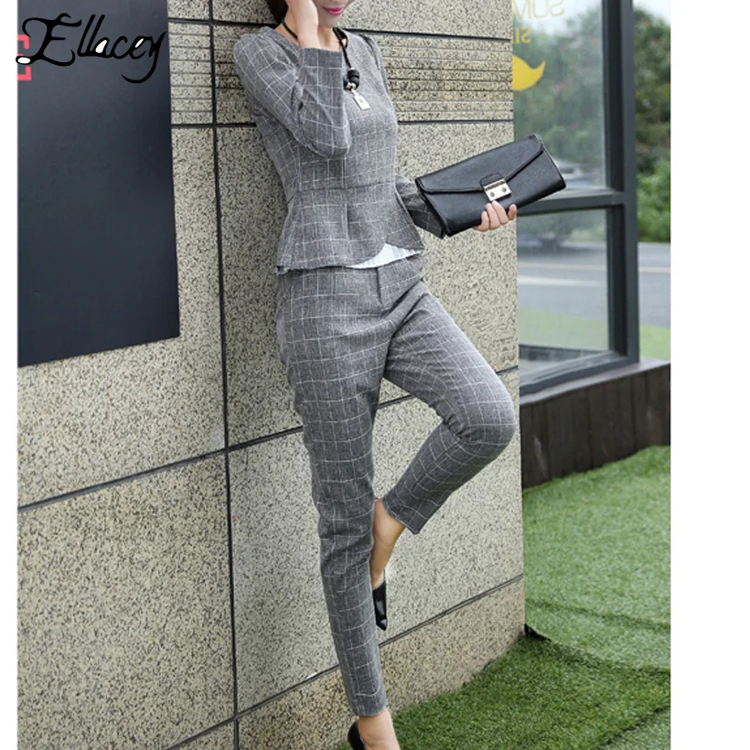 Ellacey New Spring Autumn Fashion Women's Business Pants Suits Office Lady Plaid Checker Ruffles Suits For Women 2 Pieces Set
Ellacey New Spring Autumn Fashion Women's Business Pants Suits Office Lady Plaid Checker Ruffles Suits For Women 2 Pieces Set