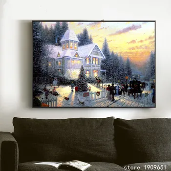 No frame Thomas snow scene Christmas light oil painting canvas printings printed on cotton home wall art decoration picture
No frame Thomas snow scene Christmas light oil painting canvas printings printed on cotton home wall art decoration picture